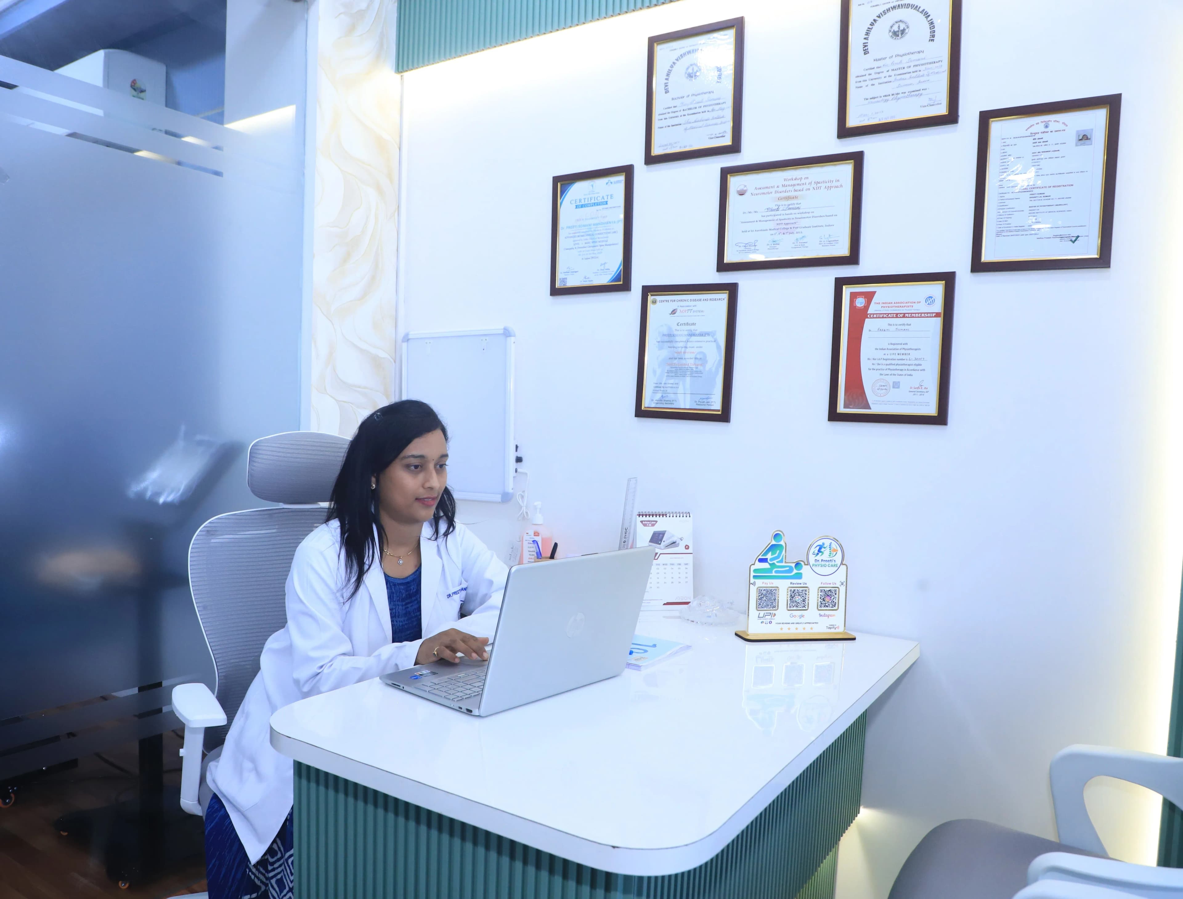 Doctor's consultation cabin at Dr. Preeti's Physio Care, Indore